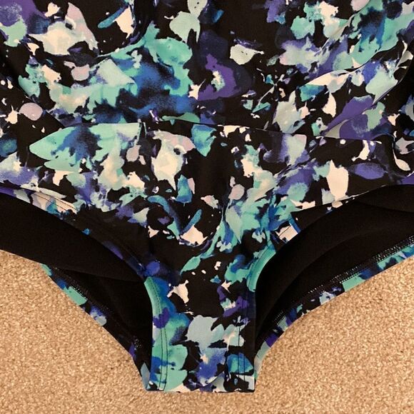 Speedo Floral High Neck Keyhole Floral One Piece Swimsuit Size Small - Picture 4 of 7